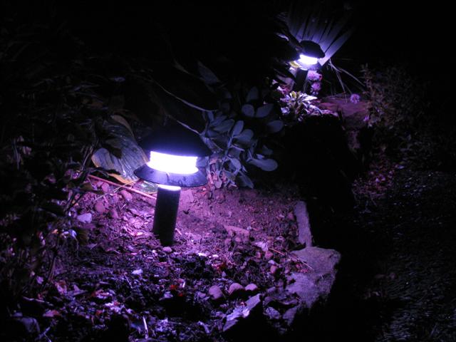 Old Garden Path Lights refurbished with color changing RGB LED Modules.