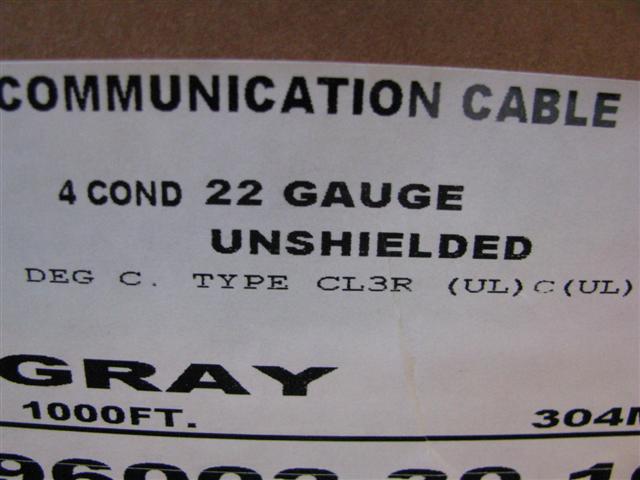 22-4 control cable was used in this project.