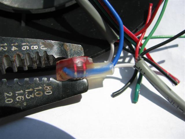 A fully crimped butt connector.