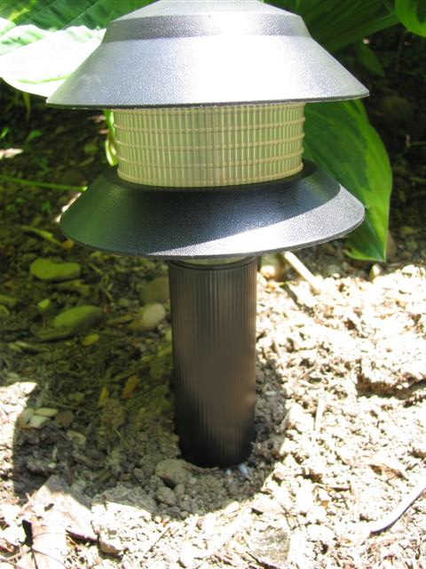 RGB LED garden light in the ground.