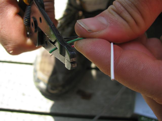 Strip each smaller wire approximately 1/4