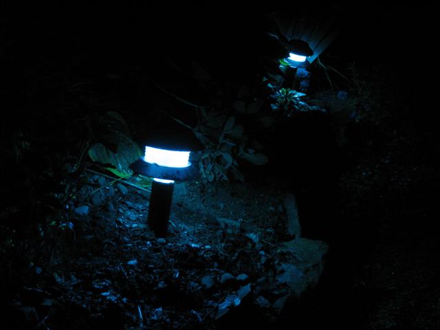 Old Garden Path Lights refurbished with color changing RGB LED Modules.