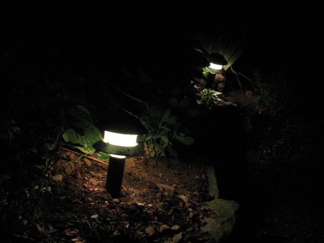 Old Garden Path Lights refurbished with color changing RGB LED Modules.
