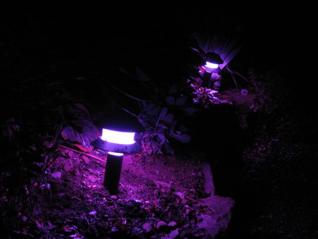 Old Garden Path Lights refurbished with color changing RGB LED Modules.