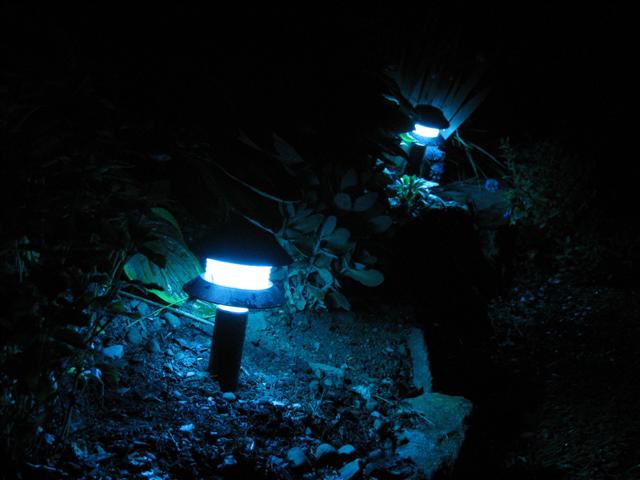 Old Garden Path Lights refurbished with color changing RGB LED Modules.