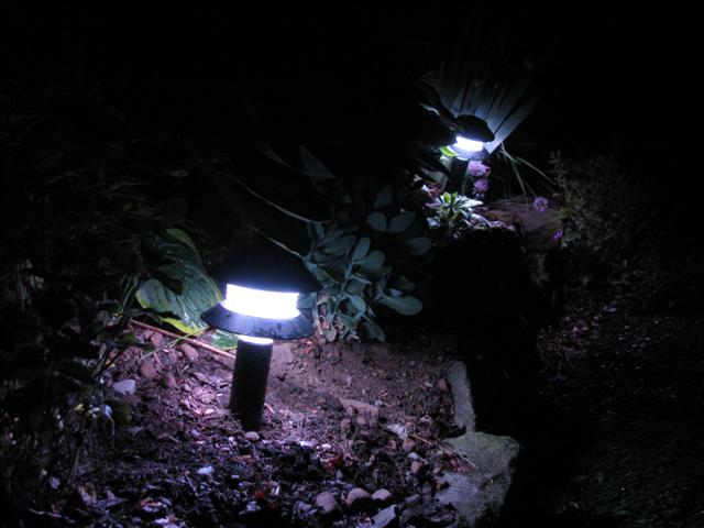 Old Garden Path Lights refurbished with color changing RGB LED Modules.