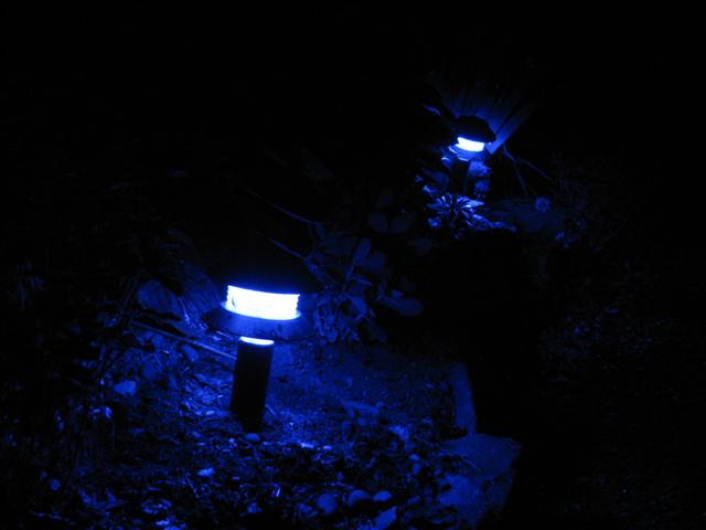 Old Garden Path Lights refurbished with color changing RGB LED Modules.