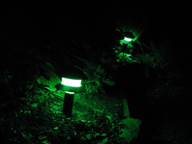 Old Garden Path Lights refurbished with color changing RGB LED Modules.