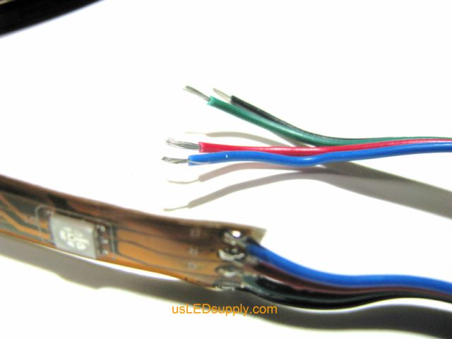 RGB flexible LED strip with wire on ends