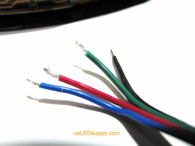 Wire ends of an RGB flexible LED Strip or roll