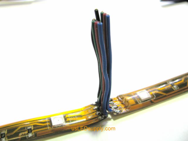 Cut off both pairs of wires, leaving 1 1/2