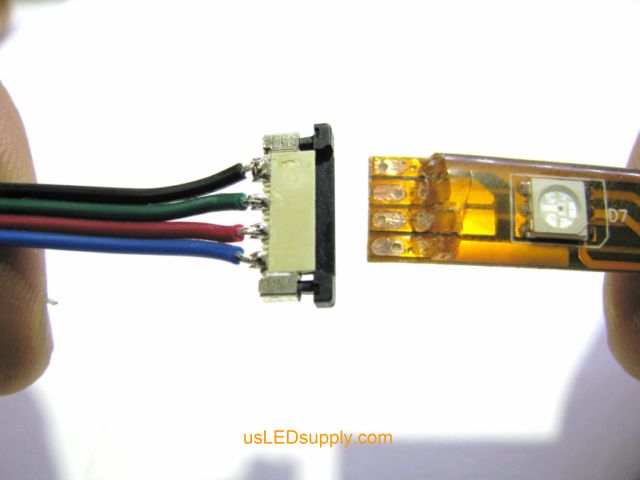 Insert LED strip into splice connector opening