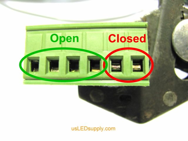 Terminal Block showing the difference between open and closed ports