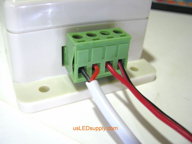 Connect power wires to the terminal block.